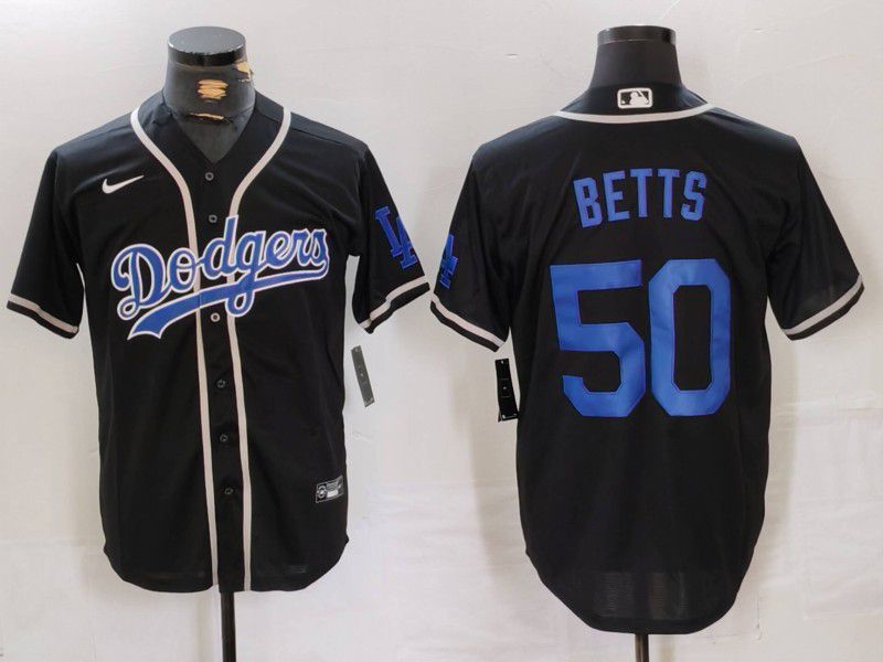 Men Los Angeles Dodgers 50 Betts Black Fashion Nike Game MLB Jersey style 40